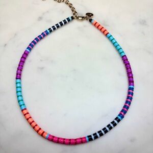Elsie Frieda Vibrant Multi Color Block Beaded Necklace